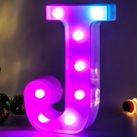 Enshui Marquee Light Up Letters Led Letter Lights Alphabet Battery Powered Seven Colors Auto-Changing Lighted Letters For Party Girls Birthday Gifts Wedding Bar Christmas Decoration J