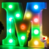 Enshui Marquee Light Up Letters Led Letter Lights Alphabet Battery Powered Seven Colors Auto-Changing Lighted Letters For Party Birthday Wedding Bar Christmas Girls Room Decoration M