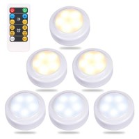 Wralwayslx Remote Control Led Cabinet Push Light Cool/Warm Adjustable, Operates On 3X1.5V Aa Batteries (Not Included) For Kitchen Under Cabinet Lighting,Closets, Cabinets(6Pack)