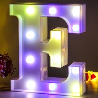 Enshui Marquee Light Up Letters Led Letter Lights Alphabet Battery Powered Seven Colors Auto-Changing Lighted Letters For Party Girls Birthday Gifts Wedding Bar Christmas Decoration E