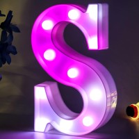 Enshui Marquee Light Up Letters Led Letter Lights Alphabet Battery Powered Seven Colors Auto-Changing Lighted Letters For Party Kids Birthday Gifts Wedding Bar Christmas Decoration S