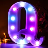 Enshui Marquee Light Up Letters Led Letter Lights Alphabet Battery Powered Seven Colors Auto-Changing Lighted Letters For Party Girls Birthday Gifts Wedding Bar Christmas Decoration Q