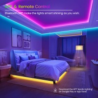 Gupup 50 Ft Led Strip Lights,Bluetooth Led Lights For Bedroom, Color Changing Light Strip With Music Sync, Phone Controller And Ir Remote(App+Remote +Mic).