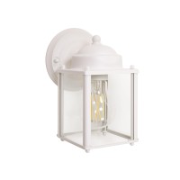 Coramdeo Outdoor Square Coach Light For Porch Patio Deck Barn Wet Location E26 Medium Base Socket Durable White Finish C