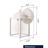 Coramdeo Outdoor Square Coach Light For Porch Patio Deck Barn Wet Location E26 Medium Base Socket Durable White Finish C