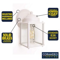 Coramdeo Outdoor Square Coach Light For Porch Patio Deck Barn Wet Location E26 Medium Base Socket Durable White Finish C