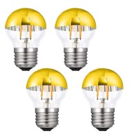 Lxcom Lighting Half Chrome Light Bulb 2W Dimmable G45 Edison Led Bulb Gold Tipped Mirror Vintage Led Filament Bulbs 4 Pack E2