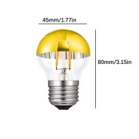 Lxcom Lighting Half Chrome Light Bulb 2W Dimmable G45 Edison Led Bulb Gold Tipped Mirror Vintage Led Filament Bulbs 4 Pack E2