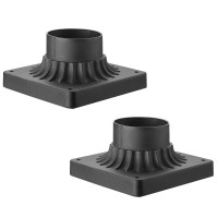 Emliviar Outdoor Post Light Mounting Bases 2 Pack - Cast Aluminum Pier Mount Base Adapter In Black Finish, 20069-2Pk Bk