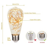 Ruiaotd Led E26 Fairy Light Bulb 2W St64 Warm White Clear Plastic Led Outdoor String Lights Bulbs Decorative Bulbs Festival Ambience Lighting For Bathroom Bedroom Living Room 4 Pack