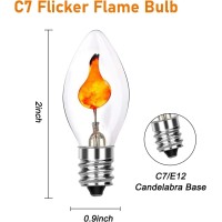 Tupkee C7 Flickering Flame Bulb - 1W, Light Bulb With Orange Glow That Flickers And Dances Up And Down - Replacement For E12 Base Christmas Candolier Window Candle - 2/Pkg