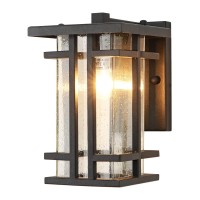 Retro Outdoor Wall Light Small Outside Wall Lamp With Clear Seeded Glass Shade 10