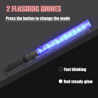 Blue Traffic Wand, 21 Inch Signal Traffic Safety Baton Multifunction With 2 Flashing Modes, Using 2 D-Size Batteries (Not Included)