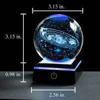 3D Solar System Model Crystal Ball 80Mm 315Inch Outer Space Astronomy Gifts Room Decor Crystal Sphere Unique Gifts For Men Hi