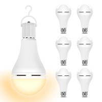 3000K 6Pk Emergency-Rechargeable-Light-Bulb, Stay Lights Up When Power Failure, 1200Mah15W 80W Equivalent Led Light Bulbs For Home, Camping, Tent