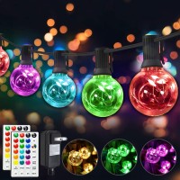 Omika Christmas Lights Outdoor String Lights, 50Ft Patio Lights With 50 G40 Bulbs, Led Color Changing Outdoor Lights For Christmas Party Outside Yard Garden Bistro Pergola Backyard Camping Decoration