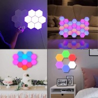 Hexagon Modular Touch Sensitive Lights Led Panel Rgbcolor Wall Sconce Light Modern Smart Wall Lamp Decoration For Indoor Home Bedroom (Pack Of 6)