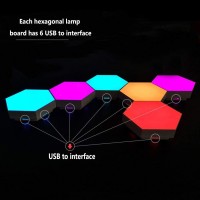 Hexagon Modular Touch Sensitive Lights Led Panel Rgbcolor Wall Sconce Light Modern Smart Wall Lamp Decoration For Indoor Home Bedroom (Pack Of 6)