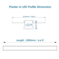 Plaster-In Led Aluminum Channel 6 Pack 6.6Ft/2 Meter Led Light Strip Diffuser Channel, Trimless Recessed Drywall Aluminum Led Profile For Wall And Ceiling With Milky Diffuser And End Caps