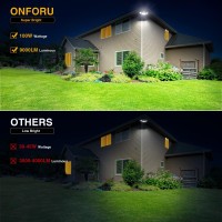 Onforu 100W Dusk To Dawn Led Outdoor Lighting, 9000Lm Exterior Flood Lights, Ip65 Waterproof 3 Adjustable Heads Security Lights Fixture, 6500K White Photocell Floodlights For Garage, Patio, Yard