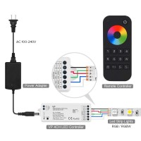 Btf-Lighting 5050Smd Fcob Cob Rgb Rgbw 4Pin 5Pin Led Strip Rt9 & 1Pcs Vp Controllers Kit 4 Zones Rf 2.4Ghz Wireless Remote Group Control Rgb Rgbw Led Strip Led Bulb