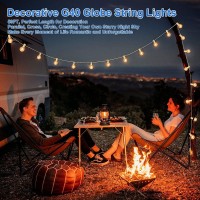 Abeja 50Ft G40 Led Globe String Lights Outdoor Patio String Lights With 502 Dimmable Shatterproof Bulbs Backyard Outdoor Hang