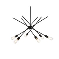 Armin 6 Lights Pendant In Black With Brass