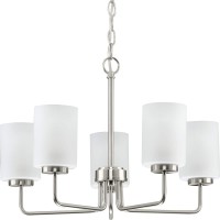 Merry Collection 5-Light Brushed Nickel Etched Glass Transitional Chandelier Light