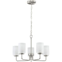 Merry Collection 5-Light Brushed Nickel Etched Glass Transitional Chandelier Light