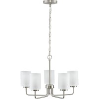 Merry Collection 5-Light Brushed Nickel Etched Glass Transitional Chandelier Light