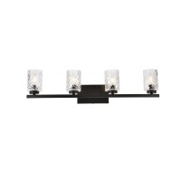 Cassie 4 Lights Bath Sconce In Black With Clear Shade