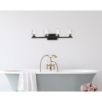 Cassie 4 Lights Bath Sconce In Black With Clear Shade