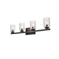 Cassie 4 Lights Bath Sconce In Black With Clear Shade