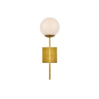 Neri 1 Light Brass And White Glass Wall Sconce