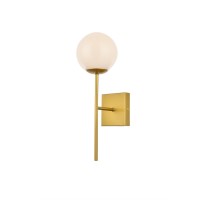 Neri 1 Light Brass And White Glass Wall Sconce