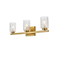 Cassie 3 Lights Bath Sconce In Brass With Clear Shade