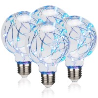 Ruiaotd G80(G25) Led Fairy Colored Light Bulbs, E26 Light Edison Bulbs, 2Watt Reg Vanity Globe Led Bulbs, Warm White, Decorative Filament String Light Bulbs, Non-Dimmable, 4 Pack