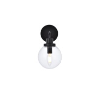 Hanson 1 Light Bath Sconce In Black With Clear Shade