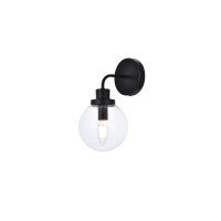 Hanson 1 Light Bath Sconce In Black With Clear Shade