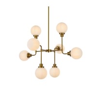 Hanson 8 Lights Pendant In Brass With Frosted Shade