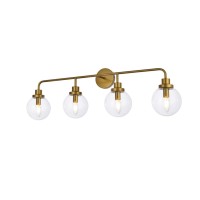 Hanson 4 Lights Bath Sconce In Brass With Clear Shade