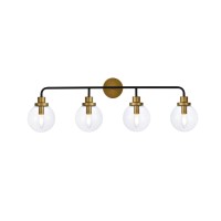 Hanson 4 Lights Bath Sconce In Black With Brass With Clear Shade