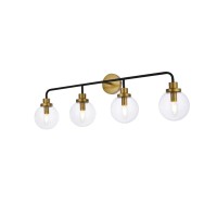 Hanson 4 Lights Bath Sconce In Black With Brass With Clear Shade