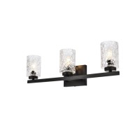 Cassie 3 Lights Bath Sconce In Black With Clear Shade