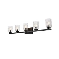 Cassie 5 Lights Bath Sconce In Black With Clear Shade