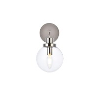 Hanson 1 Light Bath Sconce In Polished Nickel With Clear Shade