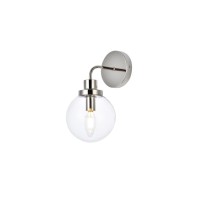 Hanson 1 Light Bath Sconce In Polished Nickel With Clear Shade