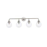 Hanson 4 Lights Bath Sconce In Polished Nickel With Clear Shade