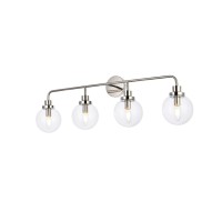 Hanson 4 Lights Bath Sconce In Polished Nickel With Clear Shade