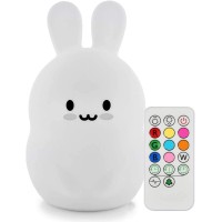 Tianhaixing Animal-Shaped Night Light, Rechargeable Led Soft Silicone (Bpa Free) Bedside Lamp For Children/Adults, Adjustable Brightness And 9 Colors By Touch Control & Remote Control (Big Rabbit)